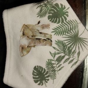 Modern Day Baby Onesize Baby bib White with a green elephant.